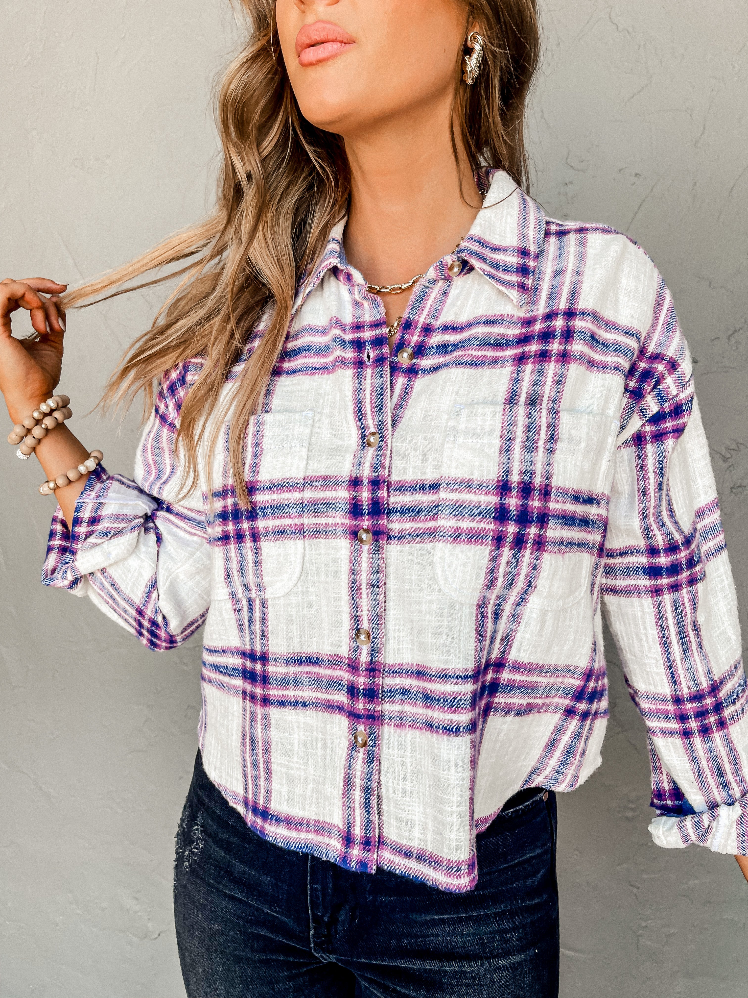 [Z Supply] Ethan Cropped Plaid Top-Sandstone