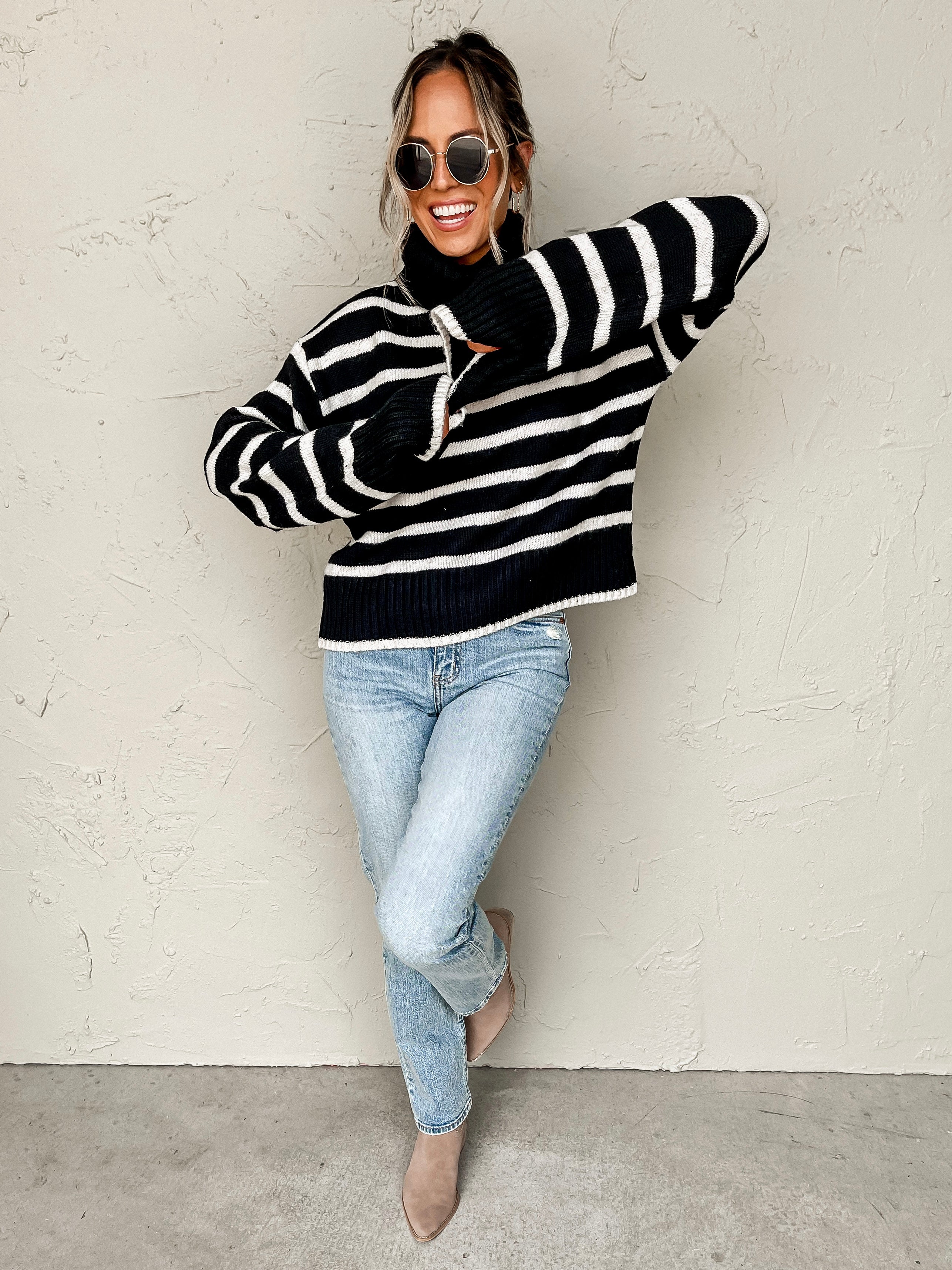 [Z Supply] Josephine Stripe Sweater-Black