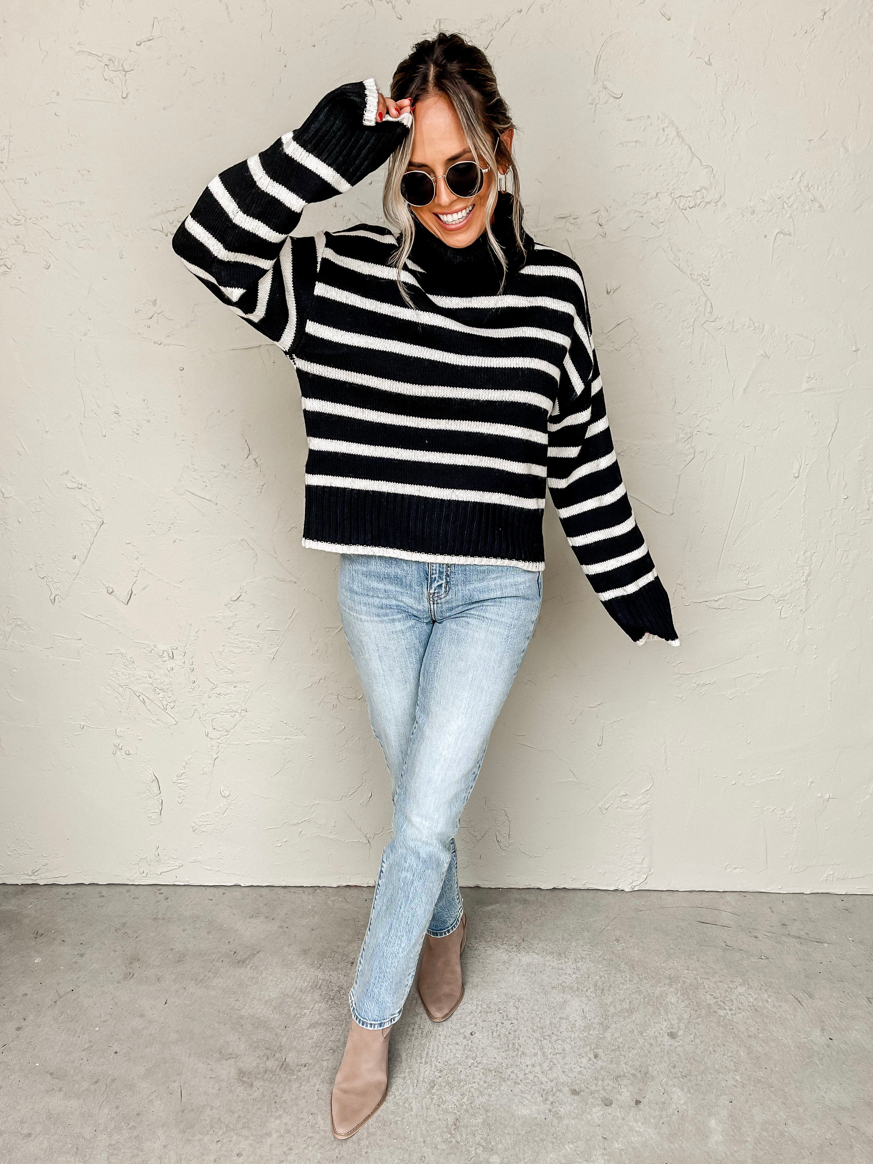 [Z Supply] Josephine Stripe Sweater-Black