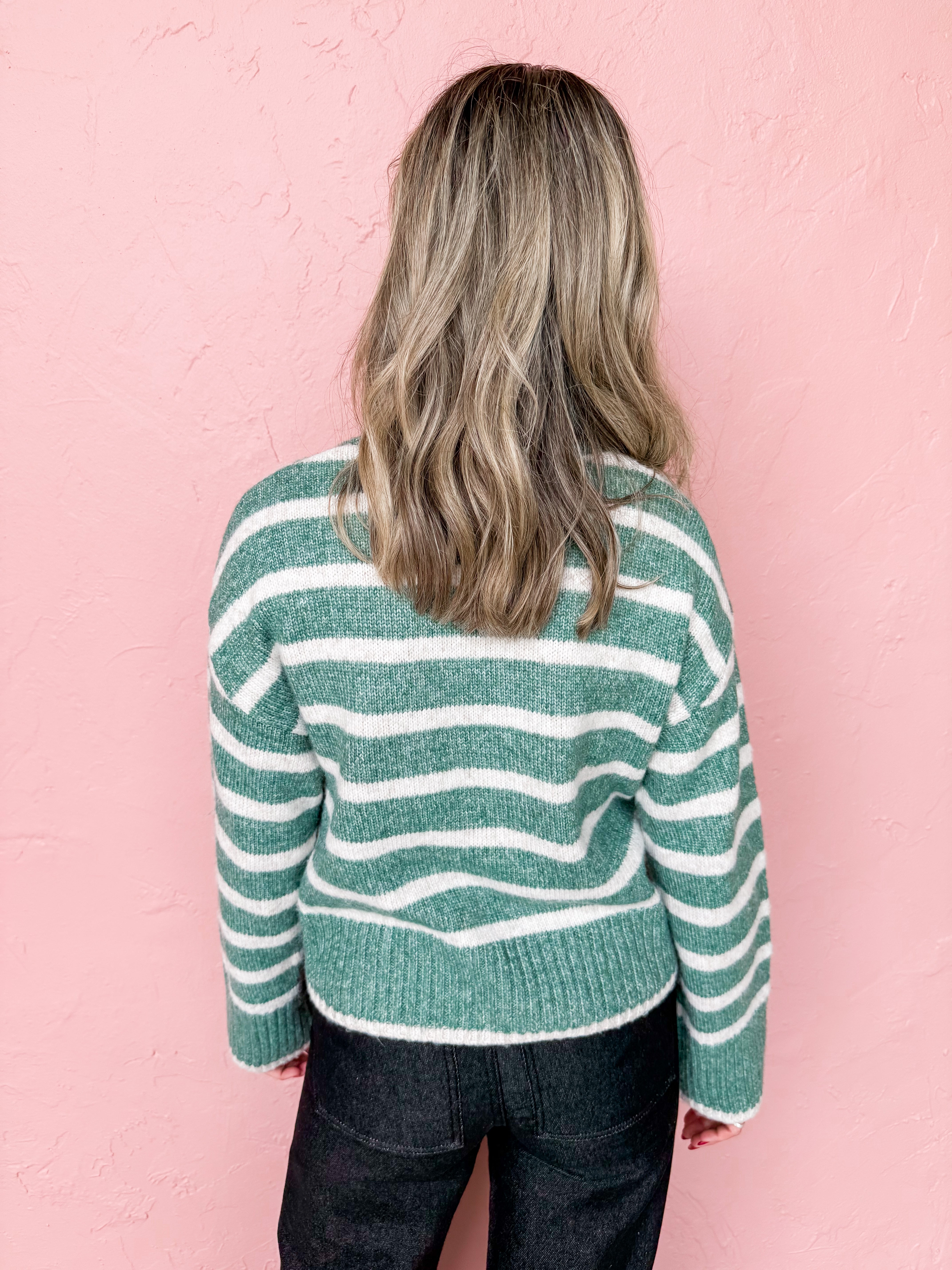 [Z Supply] Josephine Stripe Sweater-Palm Green