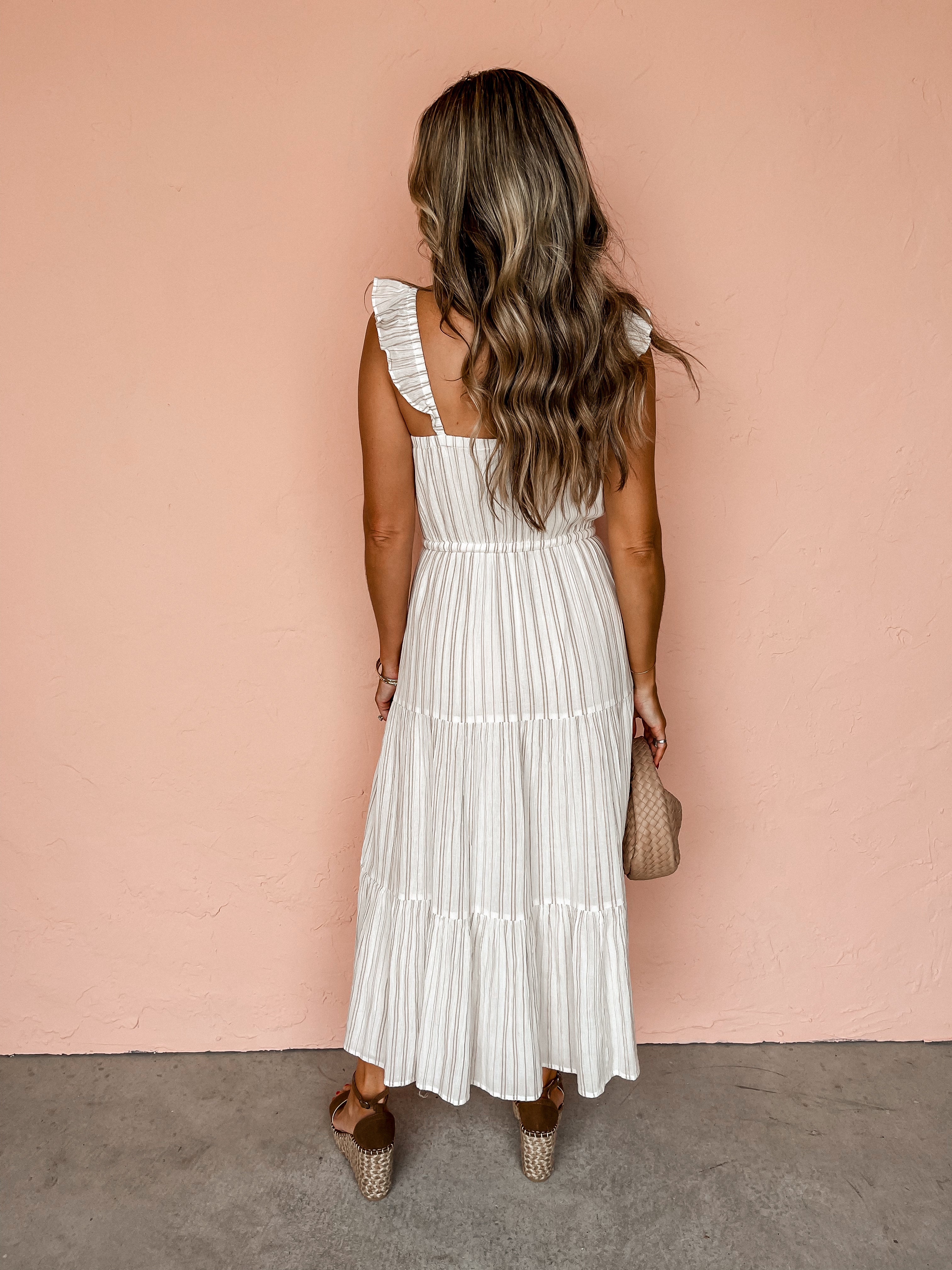 [Z Supply] La Brisa Dobby Stripe Dress-Sandstone