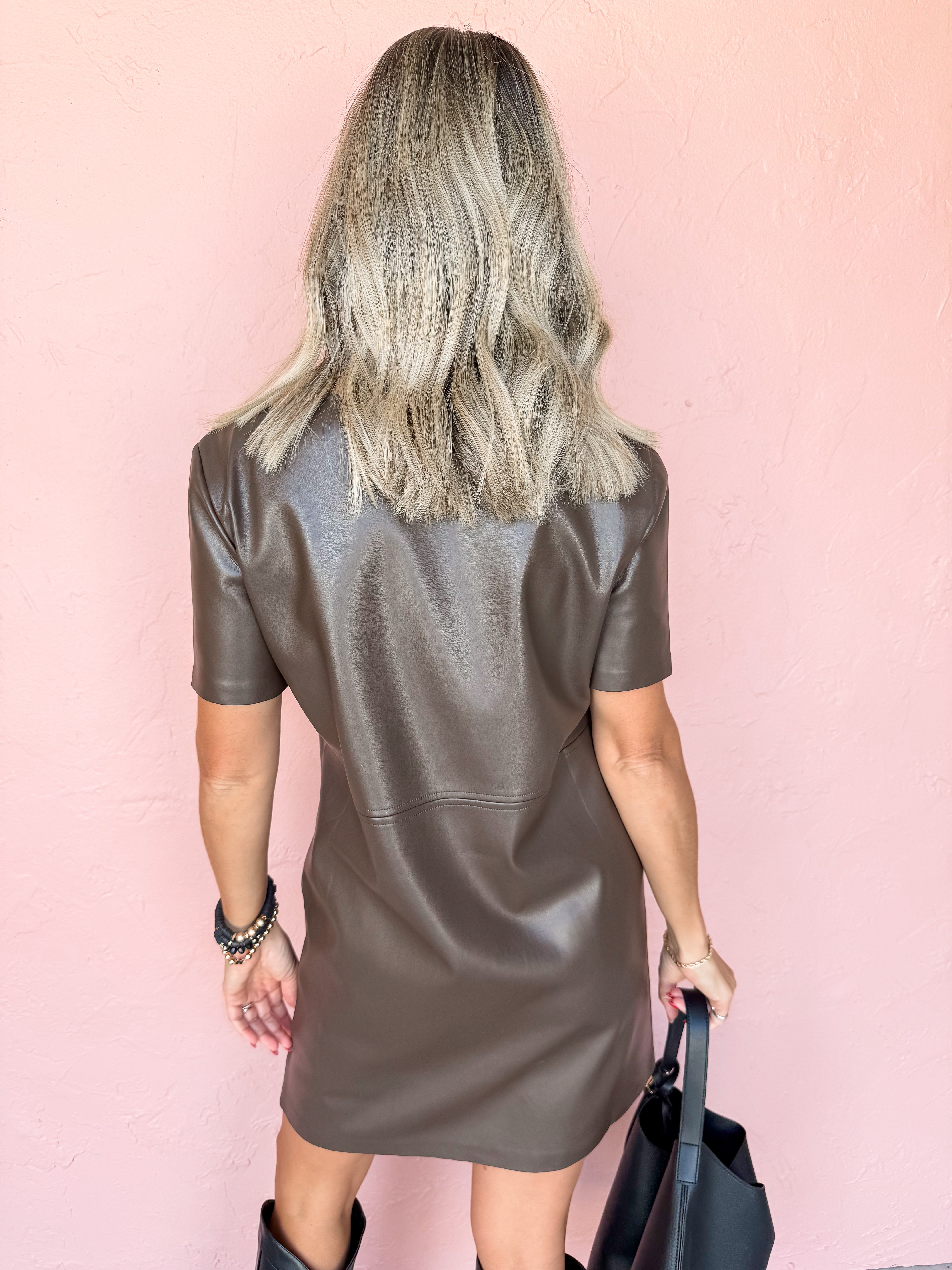 [Z Supply] London Faux Leather Dress-Dark Chocolate