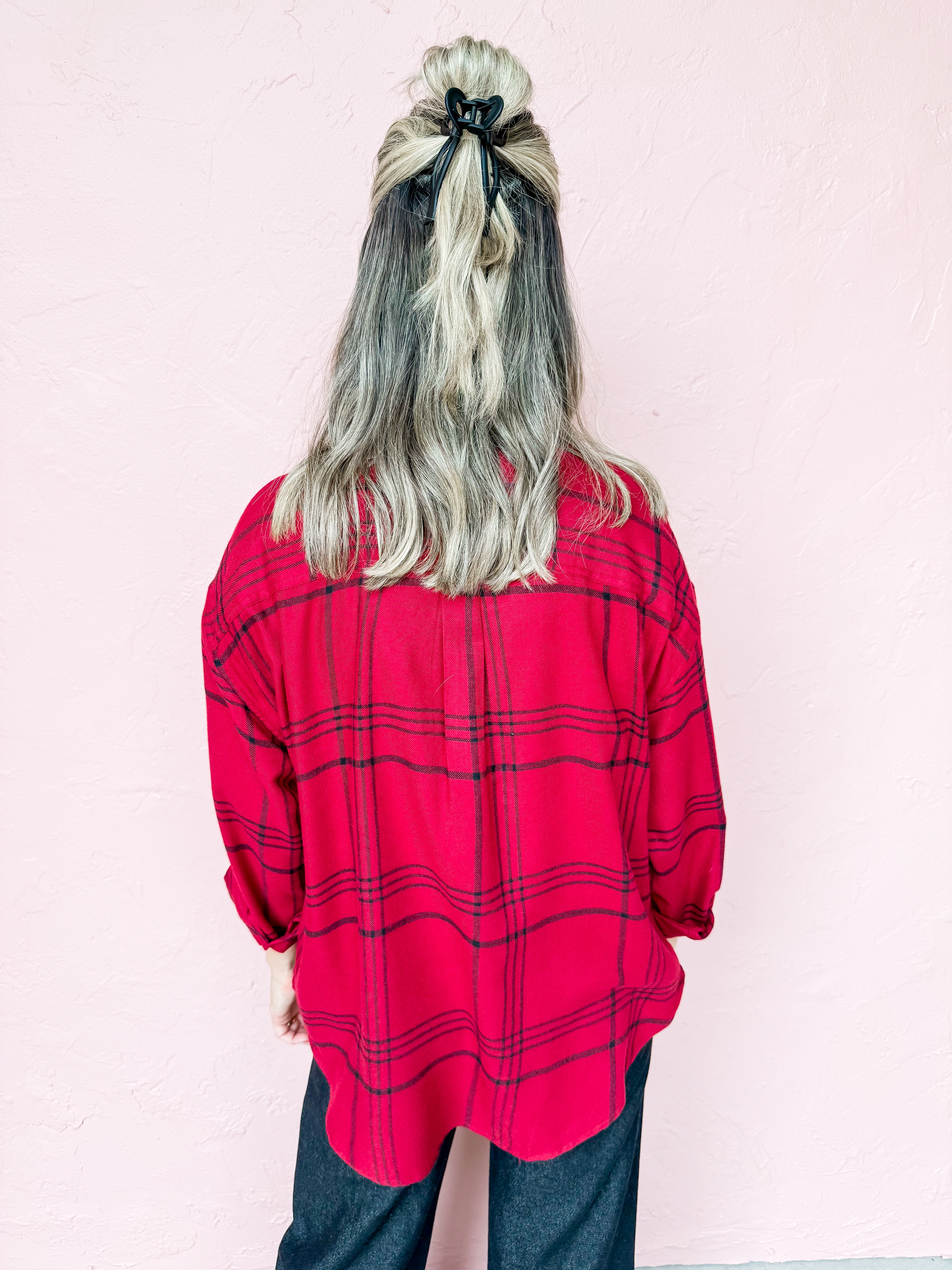 [Z Supply] River Plaid Button Up Top-Red Dahlia