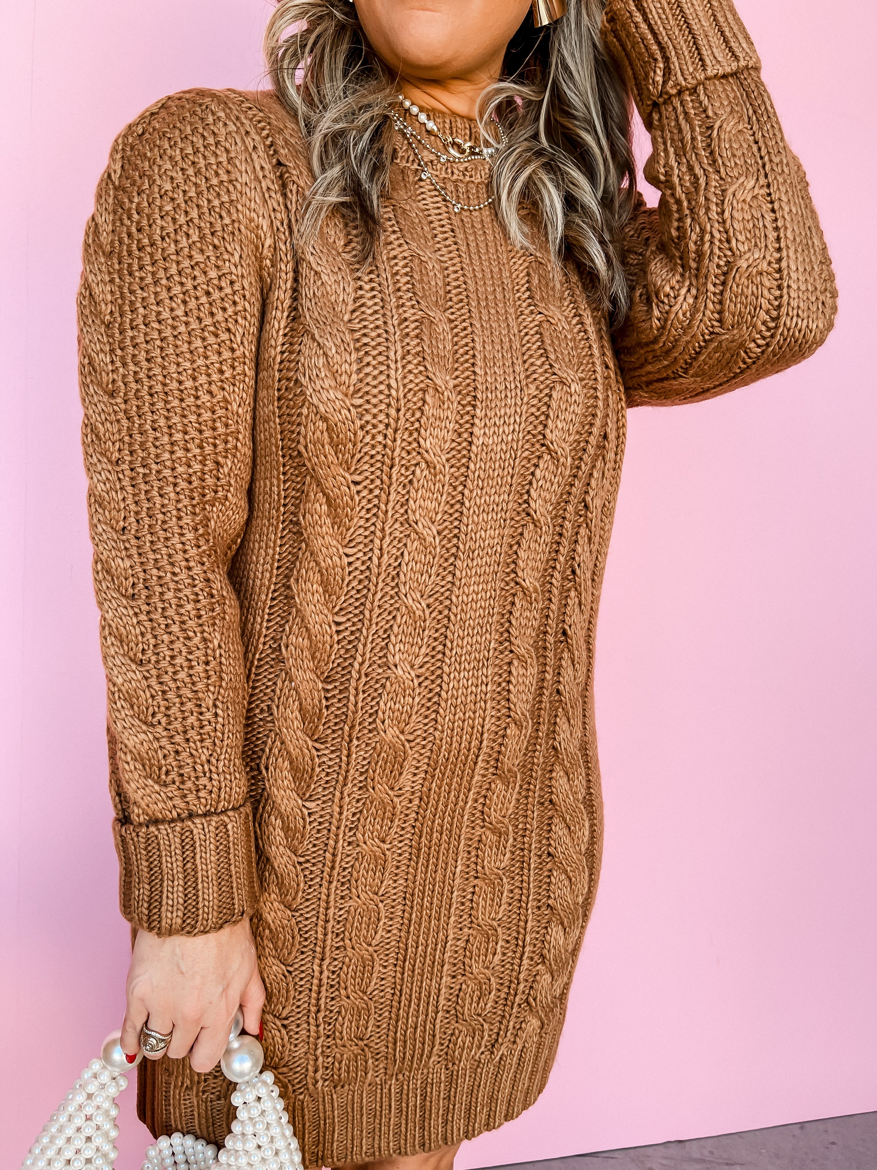 [Z Supply] Sage Cable Sweater Dress-Camel