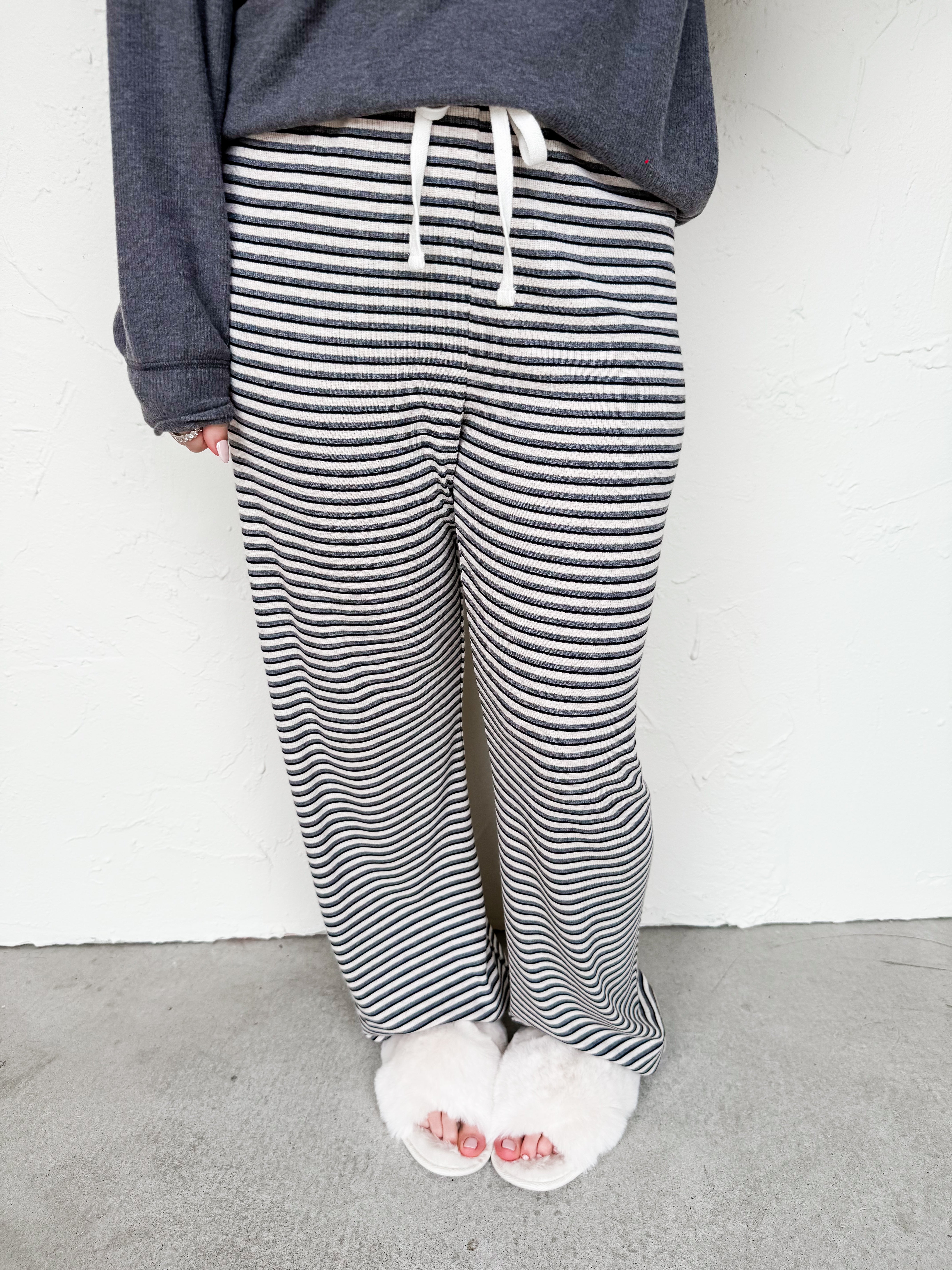 [Z Supply] Lounger Stripe Pant-Light Oatmeal Heather