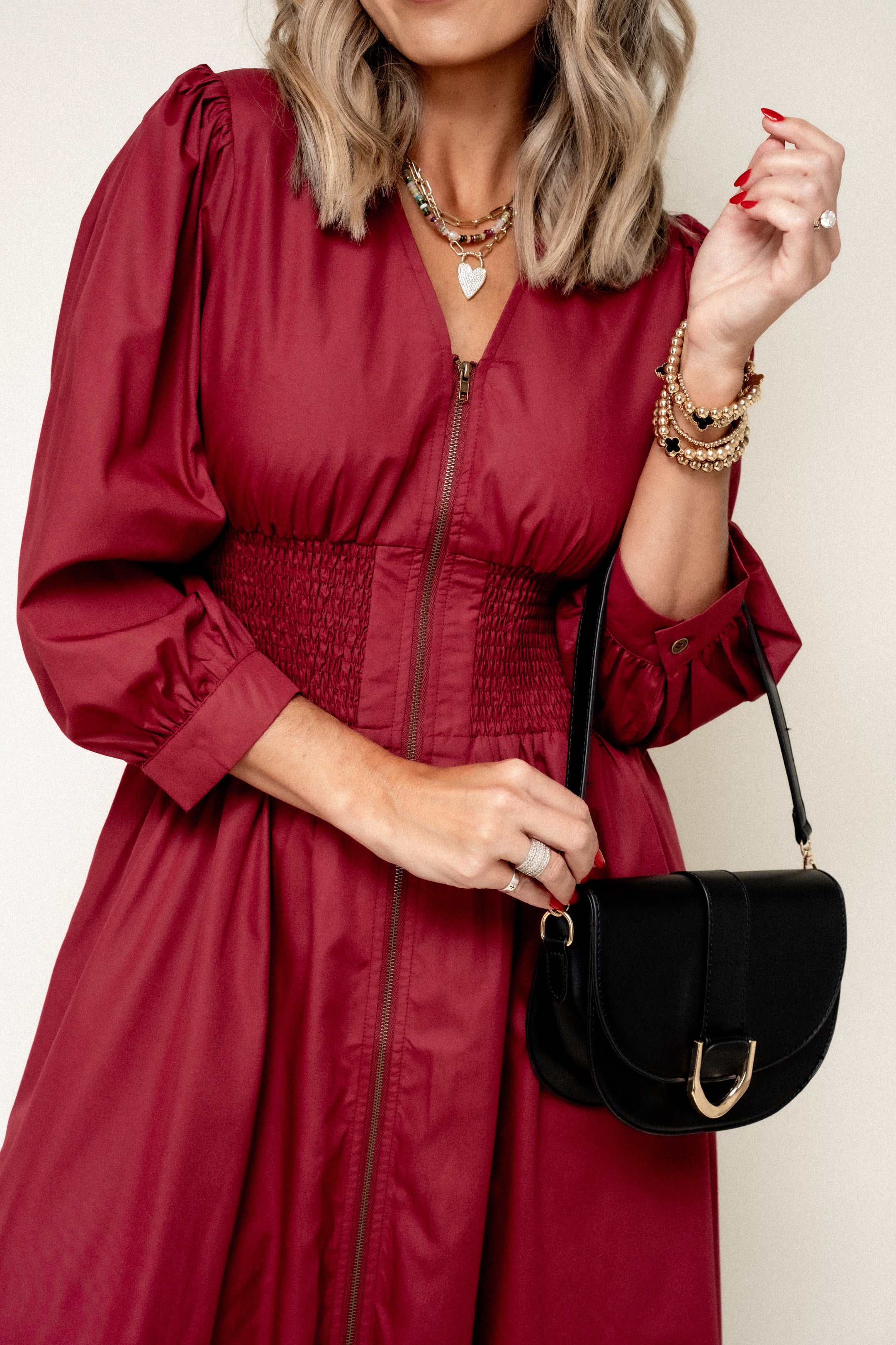 All Together Now V Neck Midi Dress-Garnet