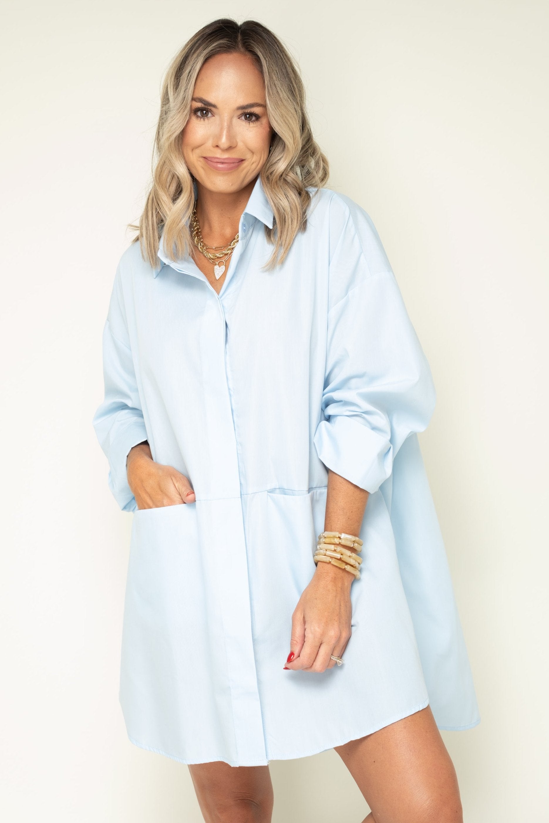 Wise Decision Oversized Button Front Top