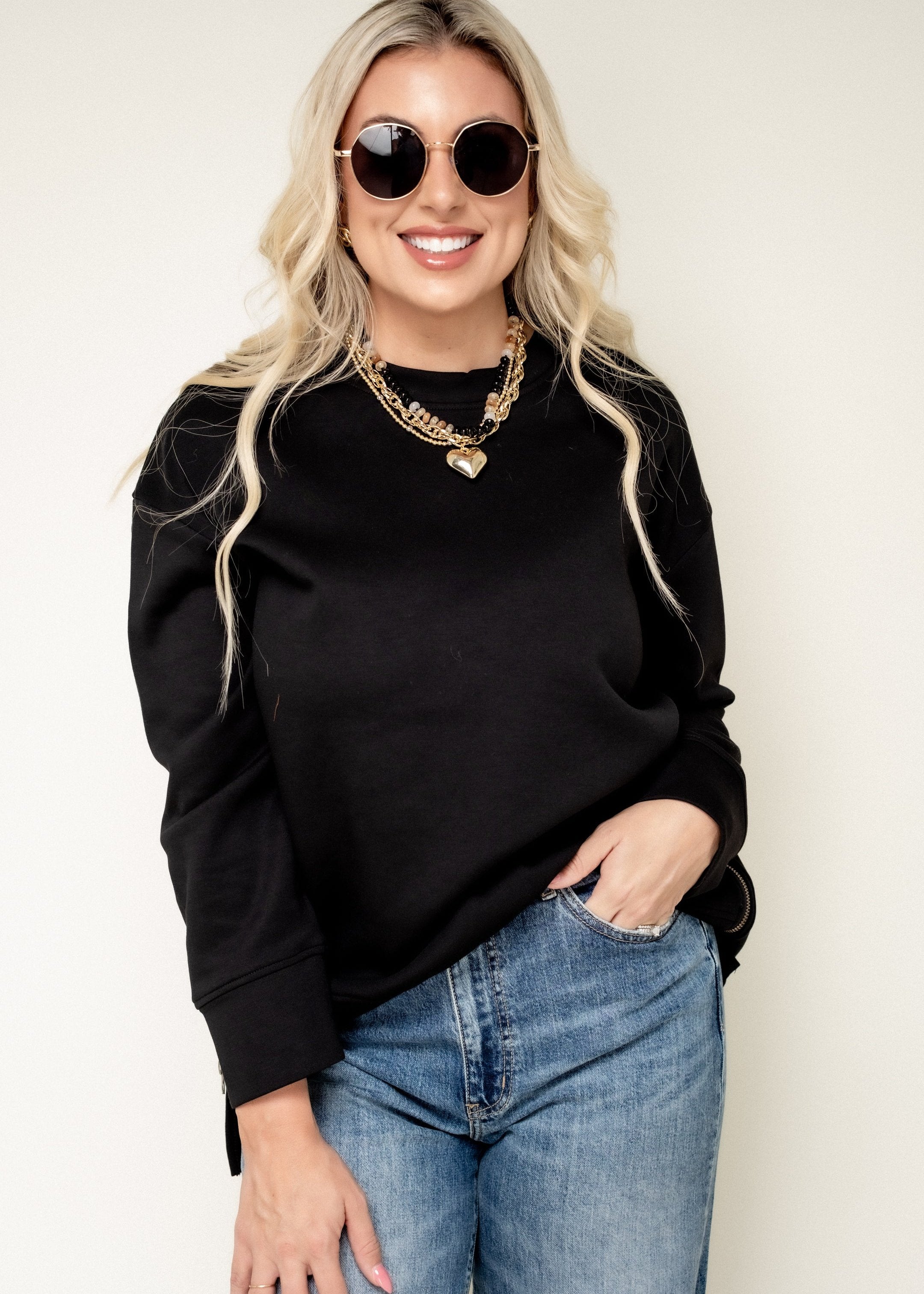 Thriving Weekend Long Sleeve Top-Black