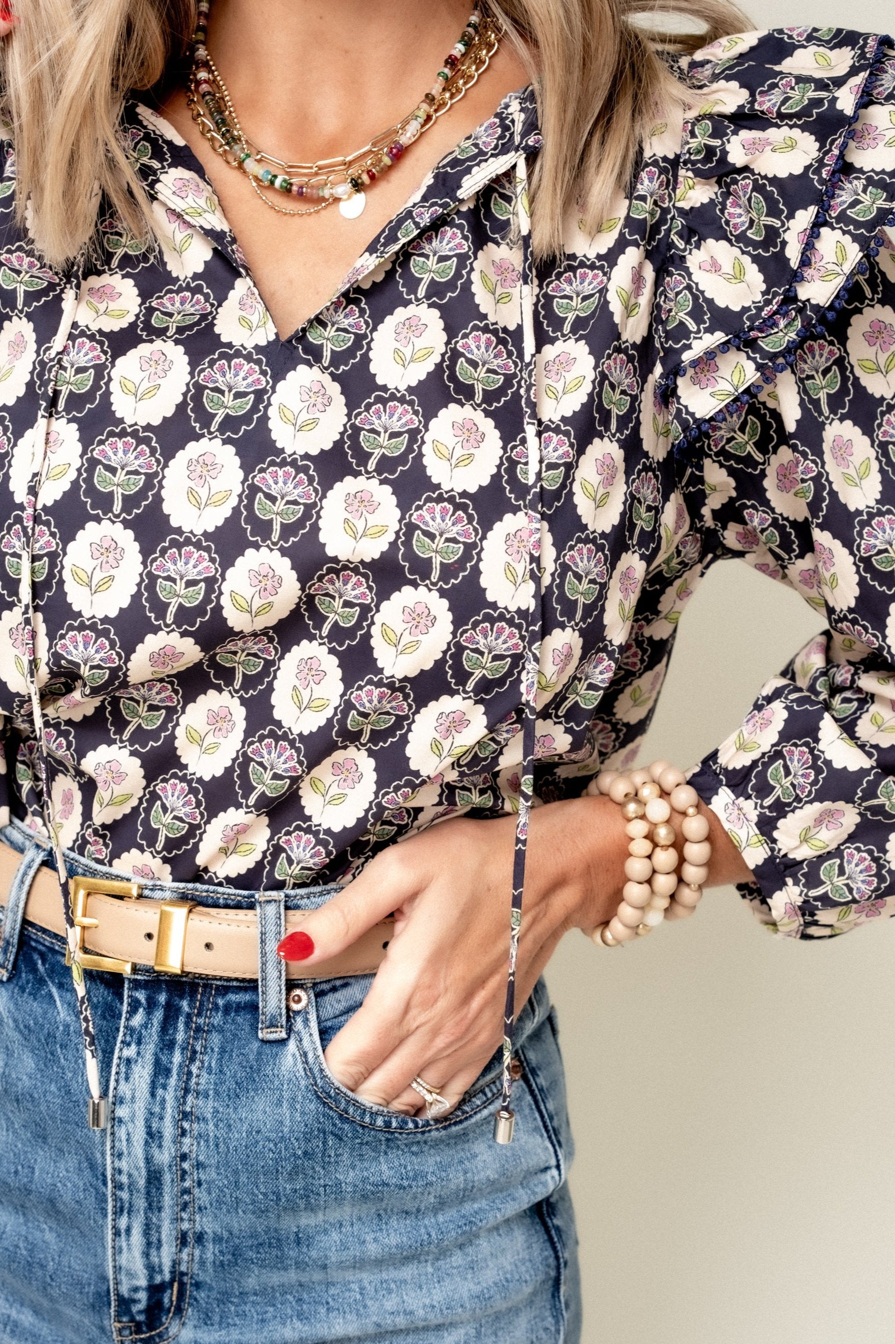 Many Directions Floral Medallion Top